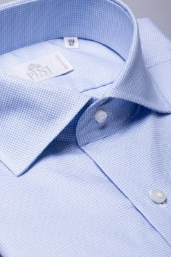 Pini Parma Houndstooth Light Blue Shirt - Made In Italy Sale