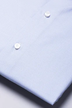 Pini Parma Houndstooth Light Blue Shirt - Made In Italy Sale