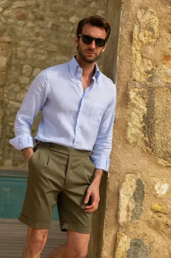 Pini Parma Kaki Cotton Shorts - Made In Italy Store
