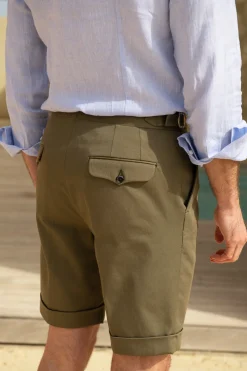 Pini Parma Kaki Cotton Shorts - Made In Italy Store
