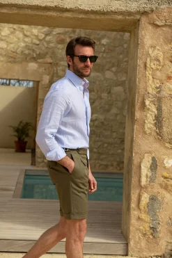 Pini Parma Kaki Cotton Shorts - Made In Italy Store