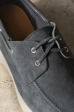 Pini Parma Lavagna Suede Boat Shoes - Made In Italy Outlet