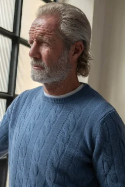 Pini Parma Light Blue Cable Knit Sweater – Made In Italy Shop