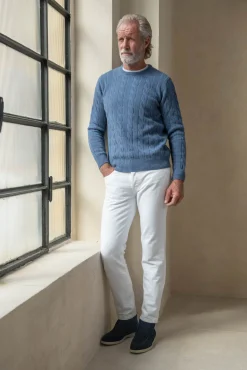 Pini Parma Light Blue Cable Knit Sweater – Made In Italy Shop