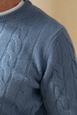 Pini Parma Light Blue Cable Knit Sweater – Made In Italy Shop