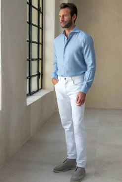 Pini Parma Light Blue Cashmere And Cotton Shirt - Made In Italy Cheap