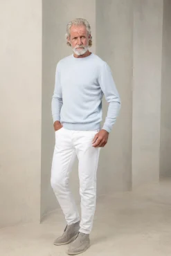 Pini Parma Light Blue Cashmere Round Neck – Made In Italy Fashion