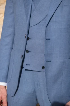 Pini Parma Light Blue Double Breasted Waistcoat "Made To Order" - Made In Italy Sale