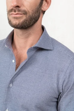 Pini Parma Light Blue Houndstooth Shirt - Made In Italy Discount