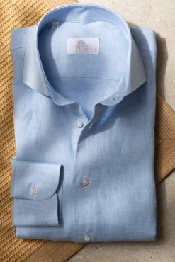 Pini Parma Light Blue Linen Shirt - Made In Italy Hot