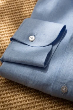 Pini Parma Light Blue Linen Shirt - Made In Italy Hot