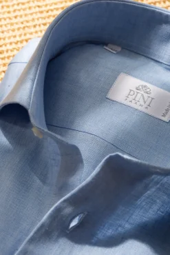 Pini Parma Light Blue Linen Shirt - Made In Italy Hot