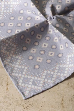 Pini Parma Light Blue Patterned Reversible Pocket Square - Made In Italy Shop