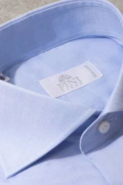 Pini Parma Light Blue Shirt With Double Cuff - Made In Italy Best