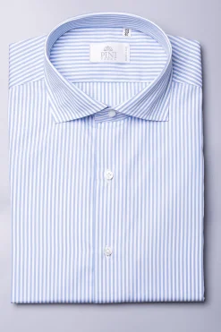 Pini Parma Light Blue Striped Shirt - Made In Italy Best