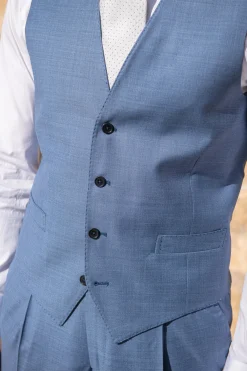 Pini Parma Light Blue Waistcoat "Made To Order" - Made In Italy Hot