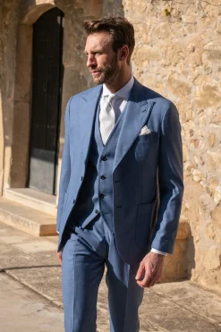 Pini Parma Light Blue Waistcoat "Made To Order" - Made In Italy Hot