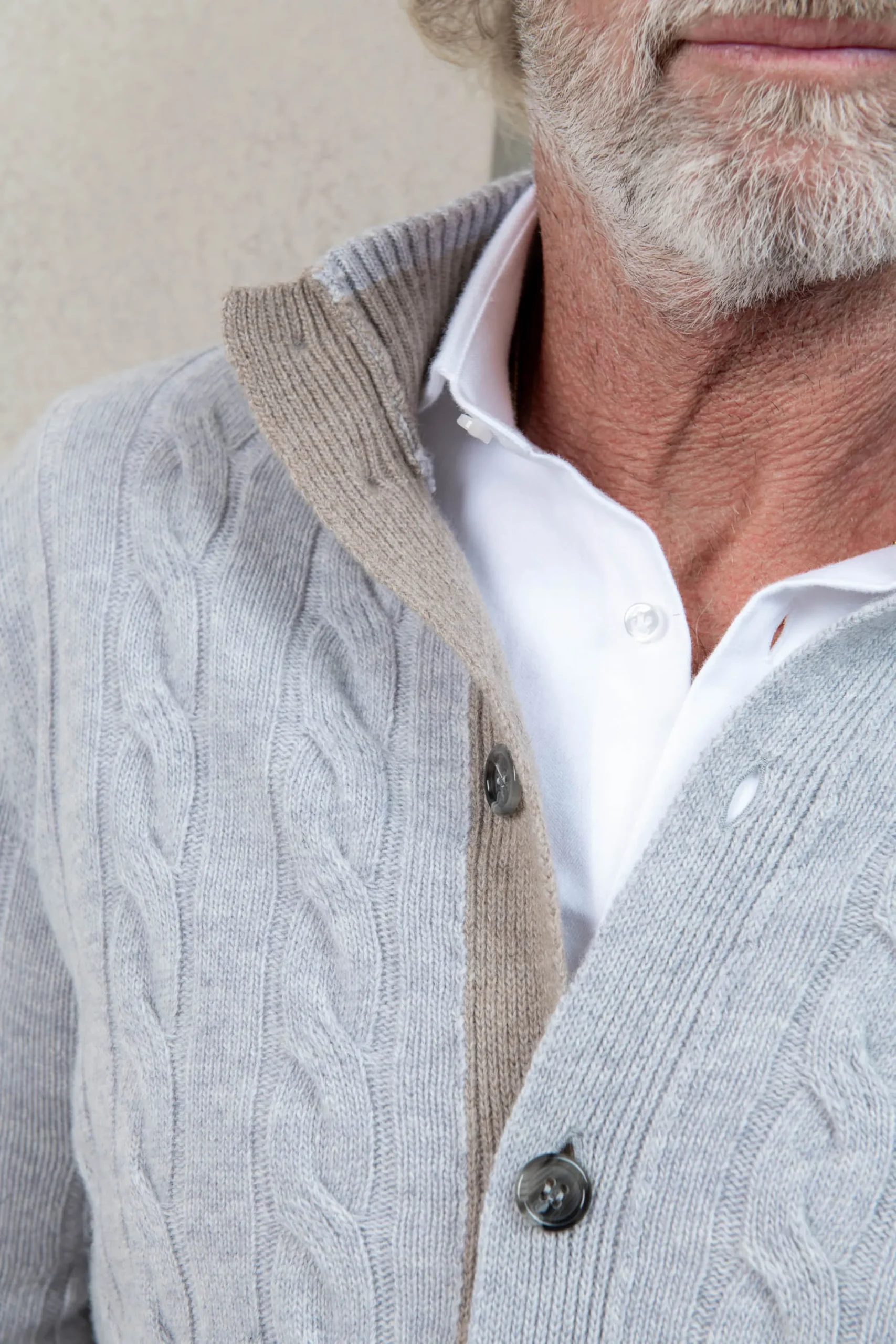 Pini Parma Light Grey Cable Knit Cashmere Blend Cardigan – Made In Italy Best Sale
