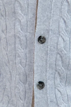 Pini Parma Light Grey Cable Knit Cashmere Blend Cardigan – Made In Italy Best Sale