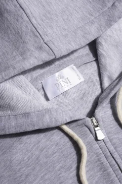 Pini Parma Light Grey Leisure Zip Hoodie - Made In Italy Fashion