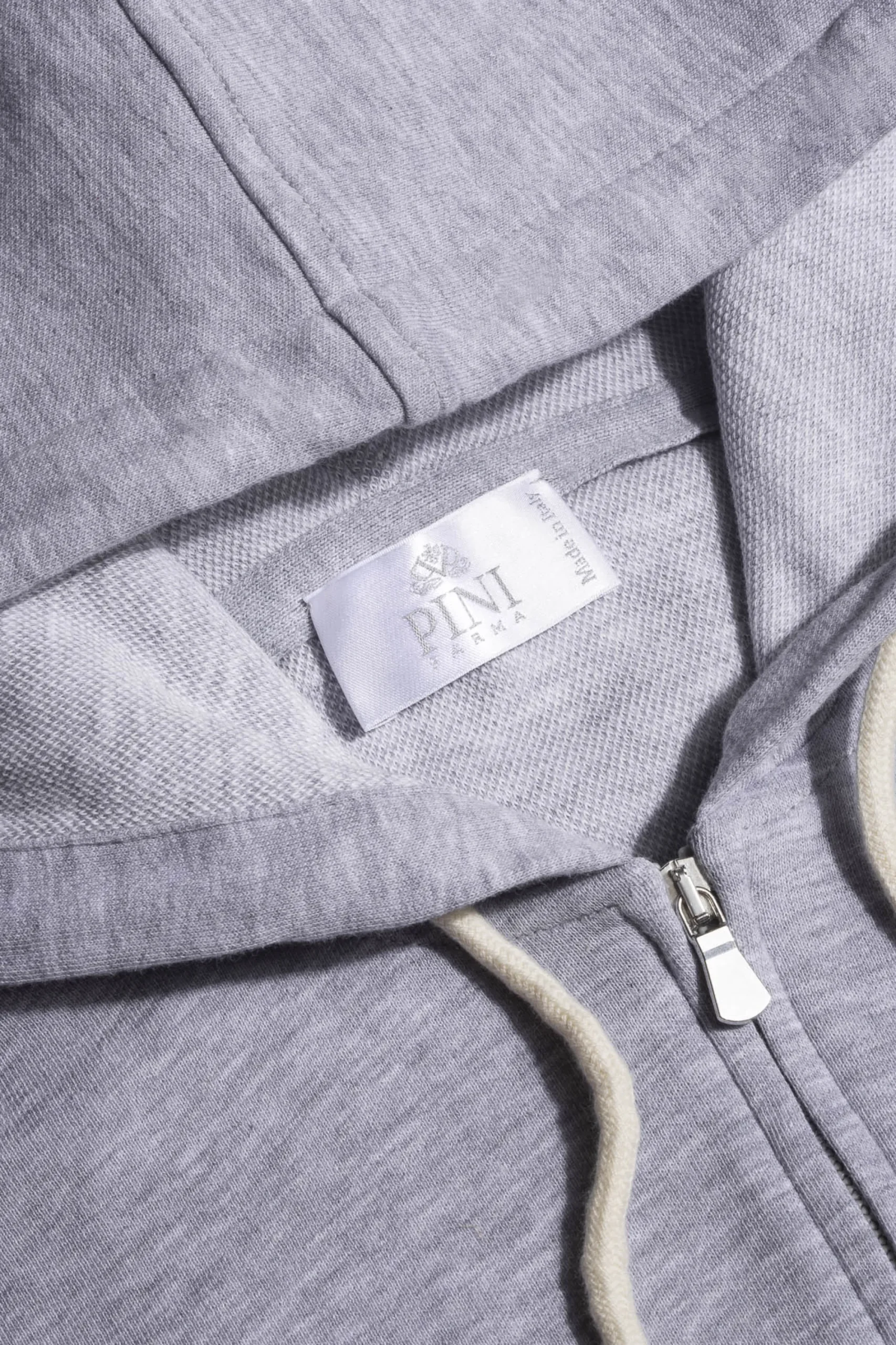 Pini Parma Light Grey Leisure Zip Hoodie - Made In Italy Fashion