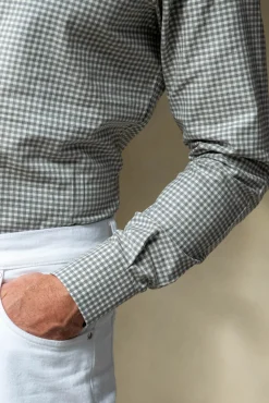 Pini Parma Light Grey Vichy Shirt - Made In Italy New