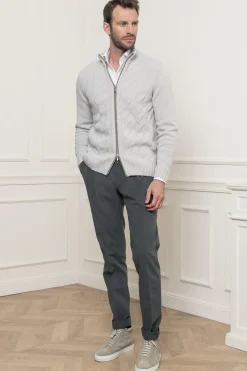 Pini Parma Off-White Cable Zip Cardigan – Made In Italy Clearance