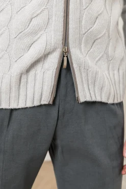 Pini Parma Off-White Cable Zip Cardigan – Made In Italy Clearance