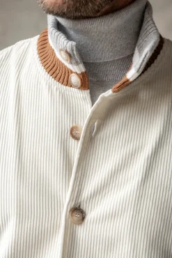 Pini Parma Off-White Knitted And Corduroy Bomber – Made In Italy Store