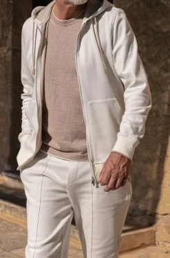 Pini Parma Off-White Leisure Zip Hoodie - Made In Italy Best