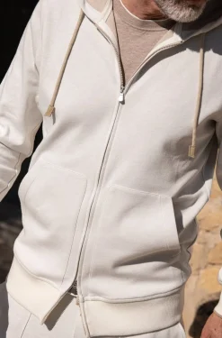 Pini Parma Off-White Leisure Zip Hoodie - Made In Italy Best