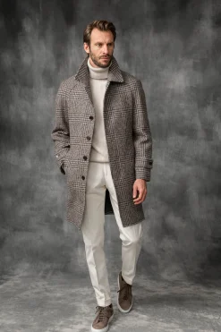 Pini Parma Prince Of Wales Alpaca Raglan Coat – Made In Italy Discount