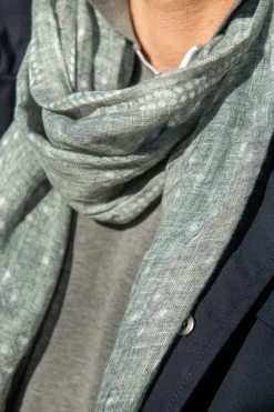 Pini Parma Sage Linen Scarf - Made In Italy Sale