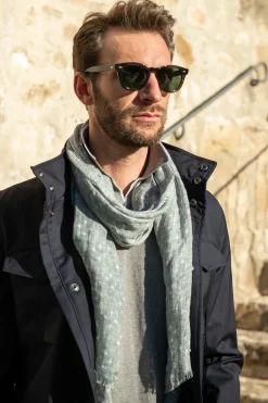 Pini Parma Sage Linen Scarf - Made In Italy Sale