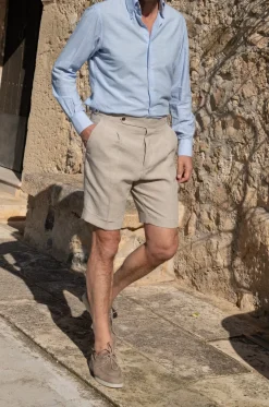 Pini Parma Stone Linen Shorts - Made In Italy Cheap