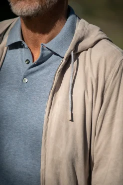 Pini Parma Stone Suede Hooded Bomber Jacket – Made In Italy Best Sale