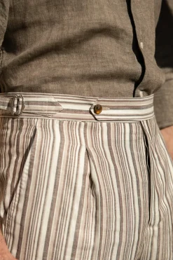Pini Parma Striped Linen Shorts - Made In Italy Outlet
