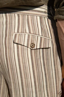 Pini Parma Striped Linen Shorts - Made In Italy Outlet