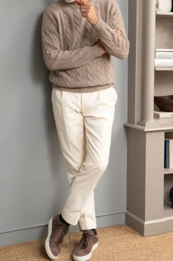 Pini Parma Taupe Cable Knit Sweater – Made In Italy Best