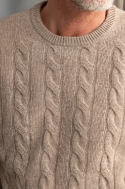 Pini Parma Taupe Cable Knit Sweater – Made In Italy Best