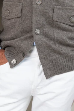 Pini Parma Taupe Cashmere Knitted Bomber – Made In Italy Discount