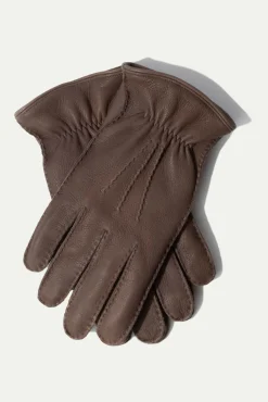 Pini Parma Taupe Cashmere Lined Deerskin Leather Gloves - Made In Italy Cheap