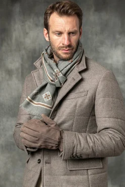Pini Parma Taupe Cashmere Lined Suede Gloves - Made In Italy Best Sale