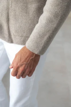 Pini Parma Taupe Knitted Jacket - Wool And Cashmere – Made In Italy Store