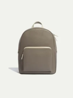 Pini Parma Taupe Leather Backpack - Made In Italy Sale