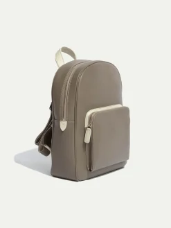 Pini Parma Taupe Leather Backpack - Made In Italy Sale