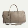 Pini Parma Taupe Leather Weekender Bag - Made In Italy Online