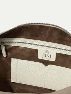 Pini Parma Taupe Leather Weekender Bag - Made In Italy Online