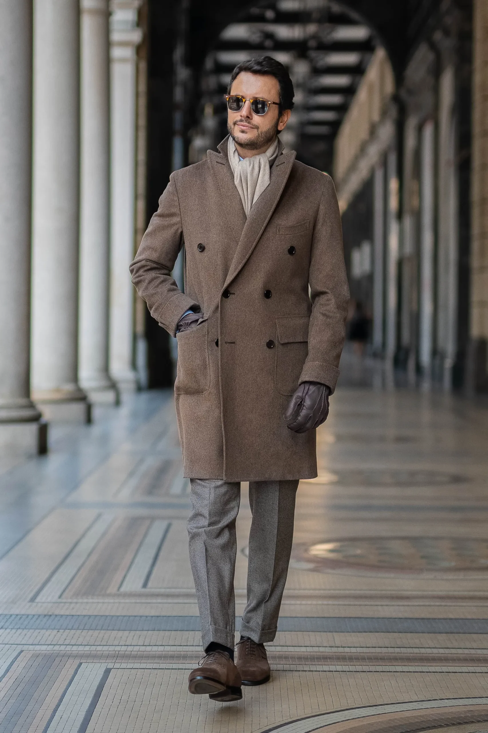 Pini Parma Taupe Polo Coat In Loro Piana Wool – Made In Italy Flash Sale