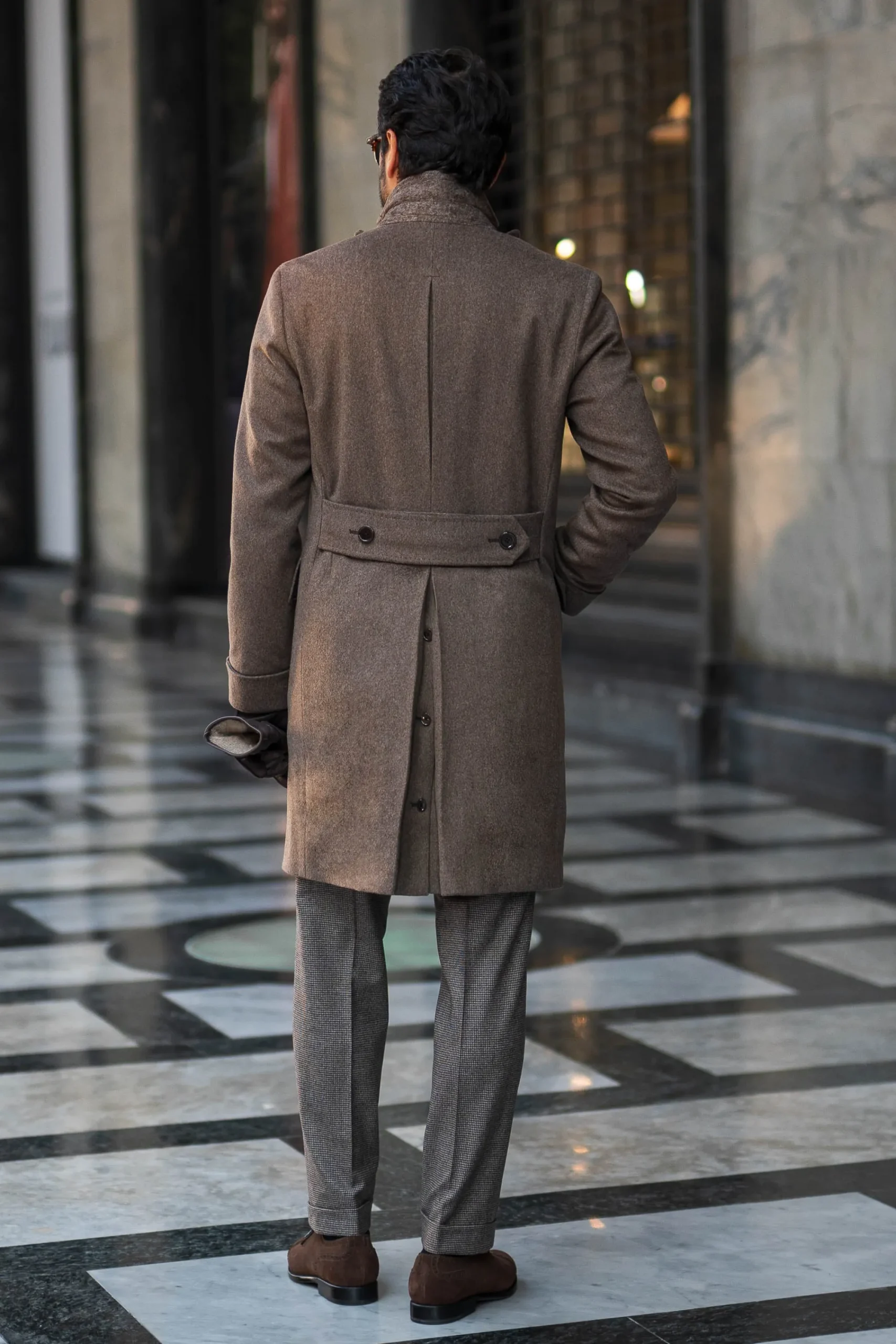 Pini Parma Taupe Polo Coat In Loro Piana Wool – Made In Italy Flash Sale
